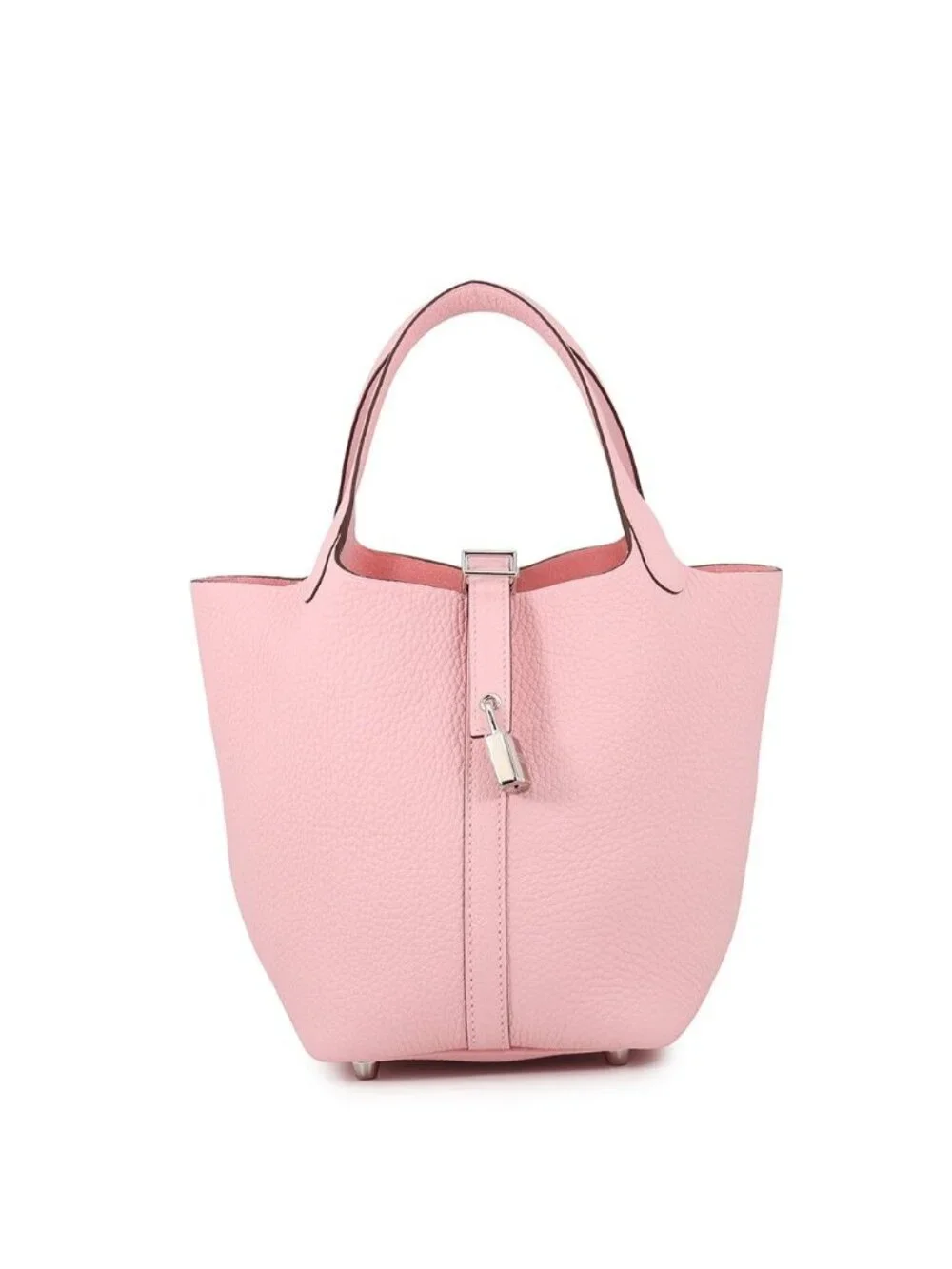 Hermes Handbag Picotin Lock PM Rose Sakura Silver Taurillon Clemence Tote